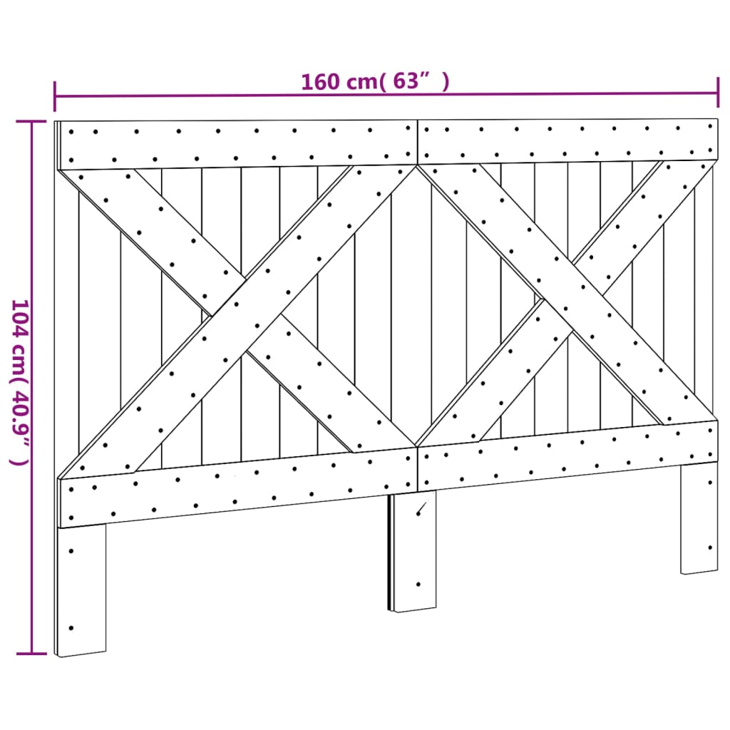 vidaXL Κεφαλάρι 160 x 104 εκ. από Μασίφ Ξύλο Πεύκου