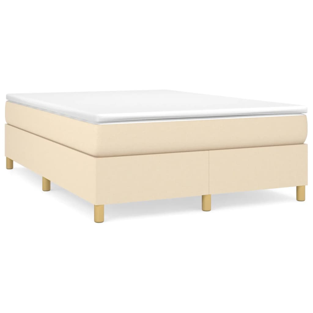 vidaXL Κρεβάτι Boxspring με Στρώμα Κρεμ 140x190 εκ. Υφασμάτινο