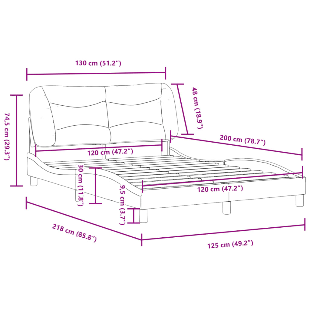 vidaXL Πλαίσιο Κρεβατιού με Κεφαλάρι Αν. Γκρι 120x200 εκ. Υφασμάτινο