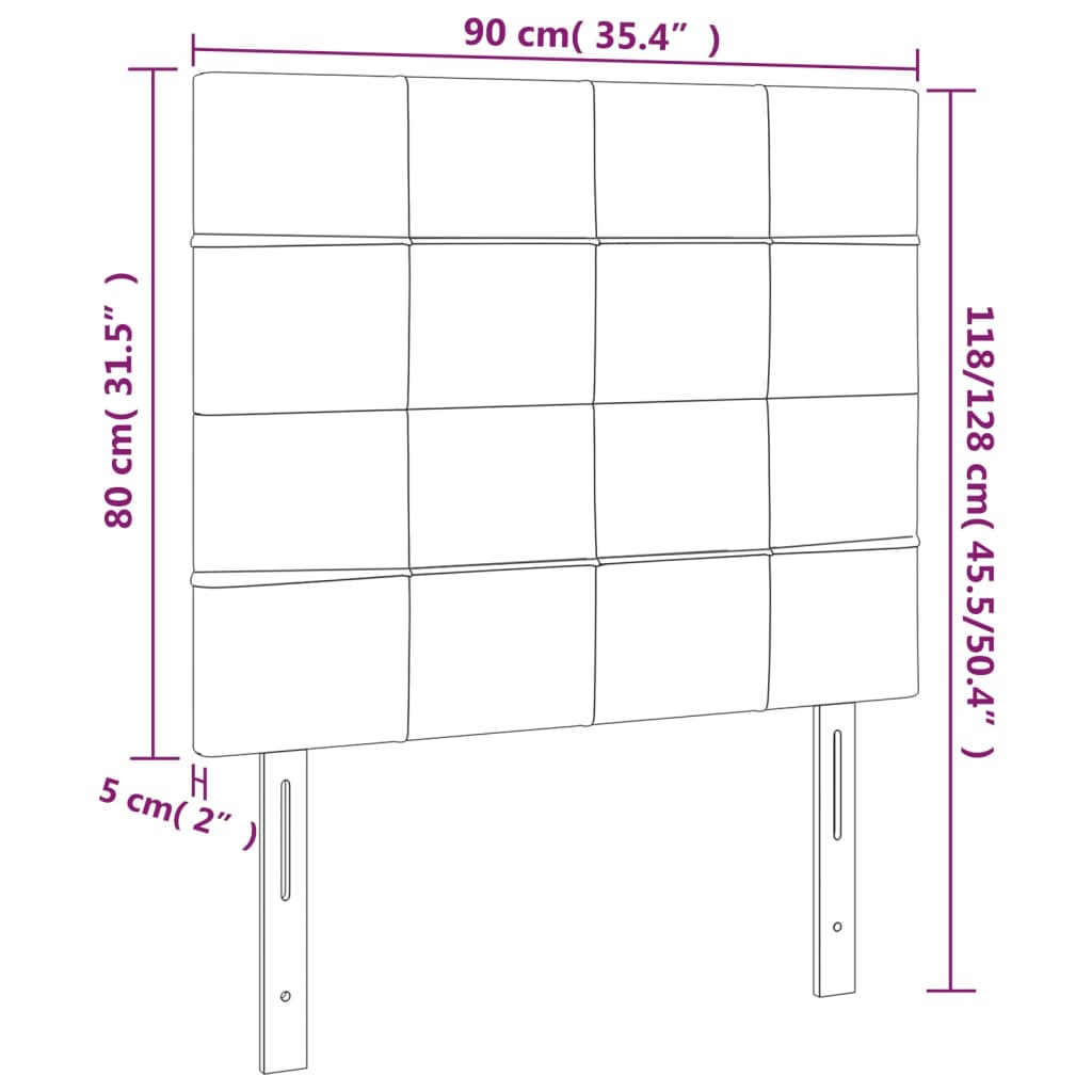 vidaXL Κεφαλάρι Κρεβατιού LED Ανοιχτό Γκρι 90x5x118/128 εκ. Βελούδινο