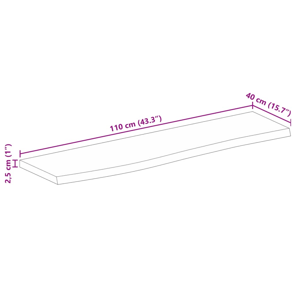 vidaXL Επιφάνεια Τραπεζιού 110x40x2,5 εκ. Live Edge Μασίφ Ξύλο Μάνγκο