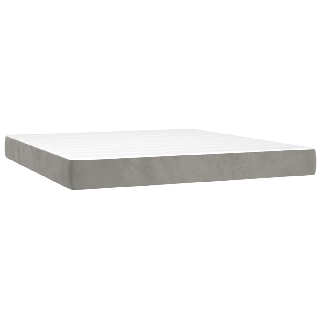 vidaXL Κρεβάτι Boxspring με Στρώμα Ανοιχτό Γκρι 160x200 εκ. Βελούδινο