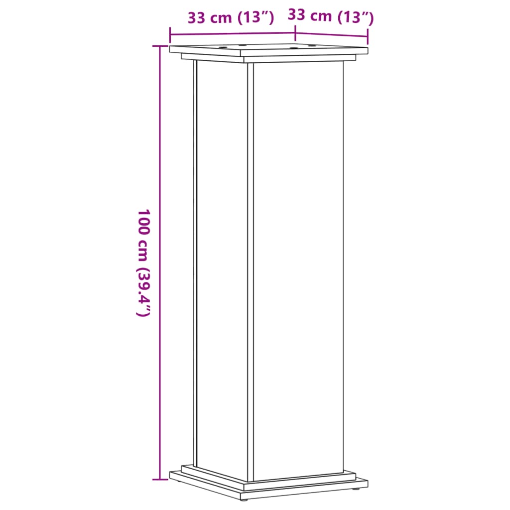 vidaXL Βάσεις Φυτών Αρτισιανή Δρυς 33x33x100 εκ. Επεξ. Ξύλο