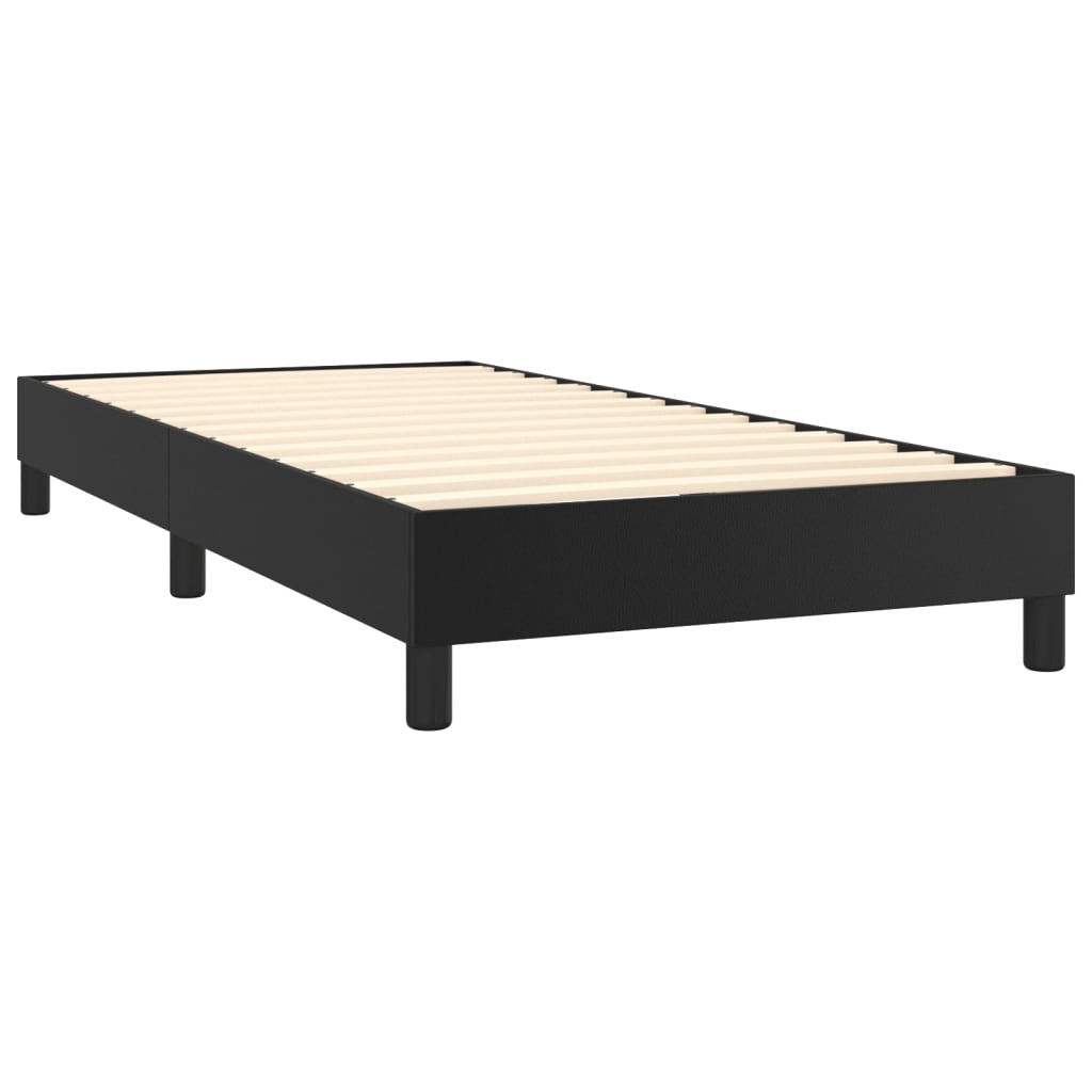 vidaXL Κρεβάτι Boxspring με Στρώμα Μαύρο 80 x 200 εκ. Συνθετικό Δέρμα