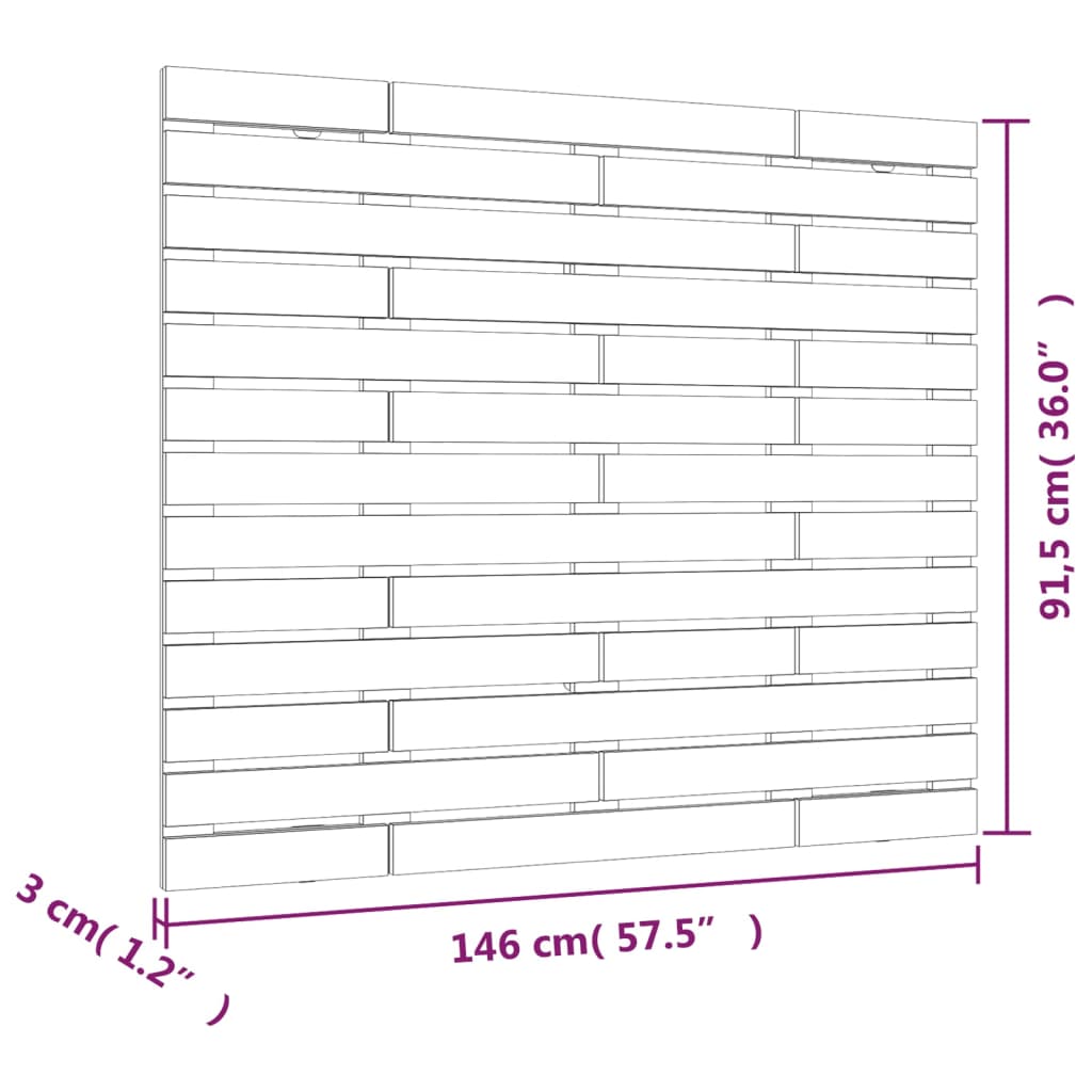 vidaXL Κεφαλάρι Τοίχου Μελί 146x3x91,5 εκ. από Μασίφ Ξύλο Πεύκου