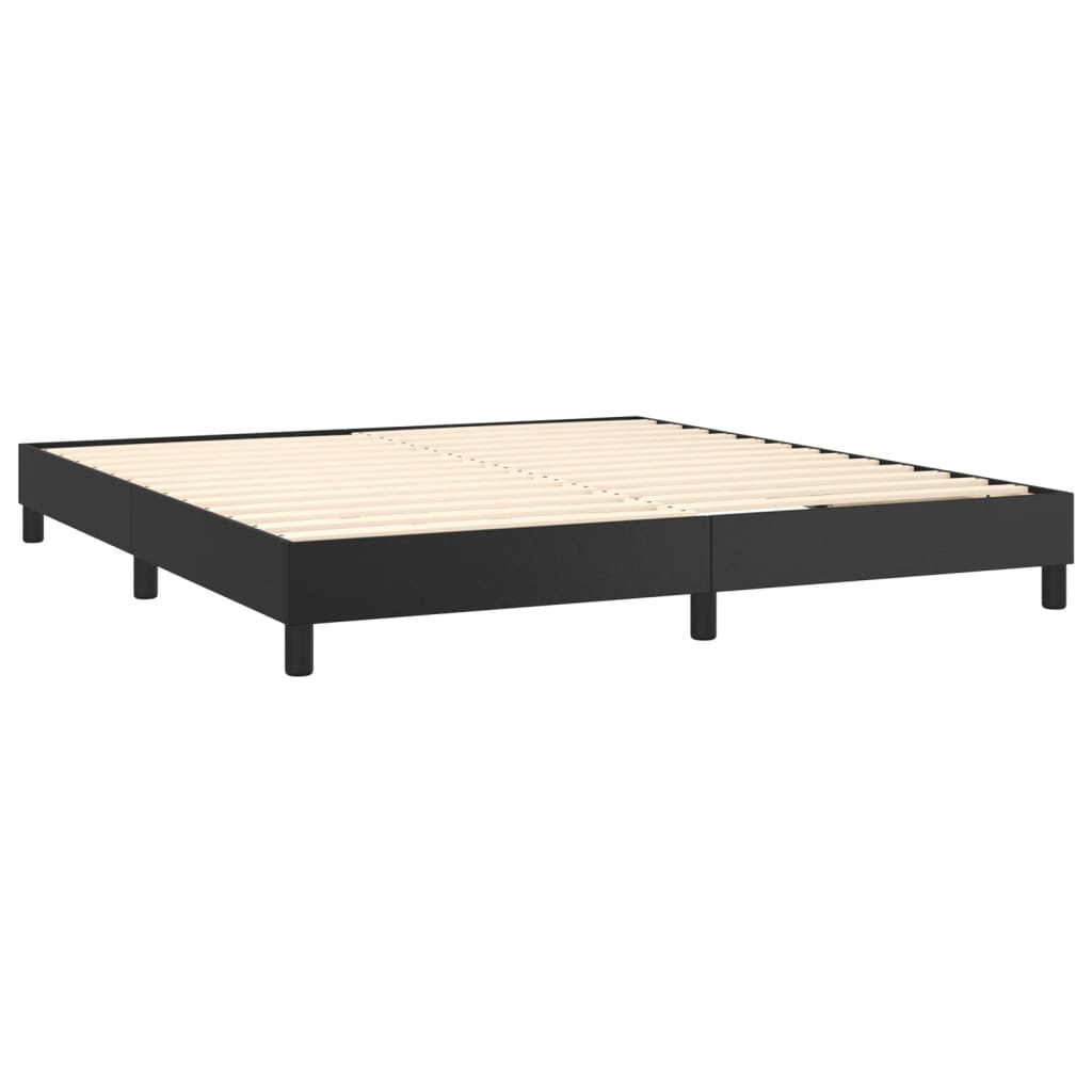 vidaXL Κρεβάτι Boxspring με Στρώμα Μαύρο 180x200εκ.από Συνθετικό Δέρμα