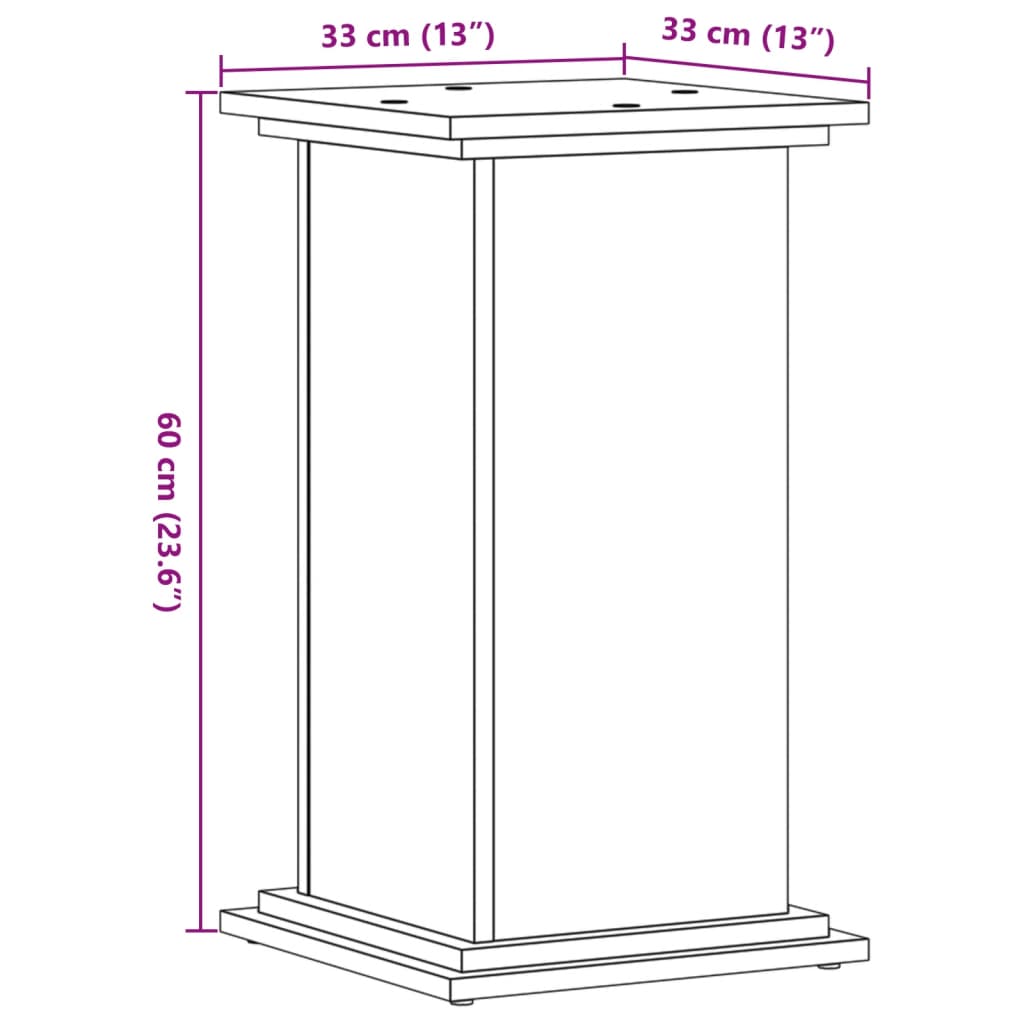 vidaXL Βάσεις Φυτών Καπνιστή Δρυς 33x33x60 εκ Επεξεργασμένο Ξύλο