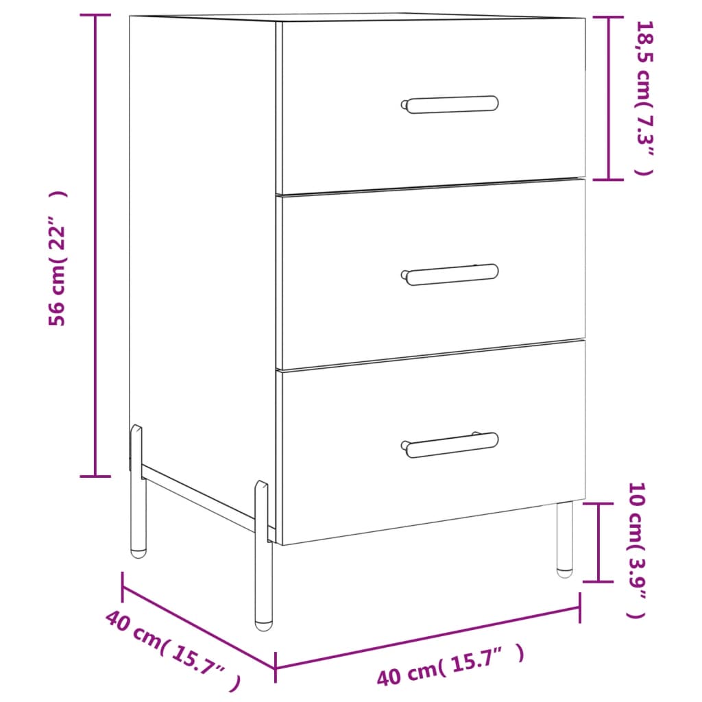 vidaXL Κομοδίνο Καπνιστή Δρυς 40 x 40 x 66 εκ. από Επεξεργασμένο Ξύλο