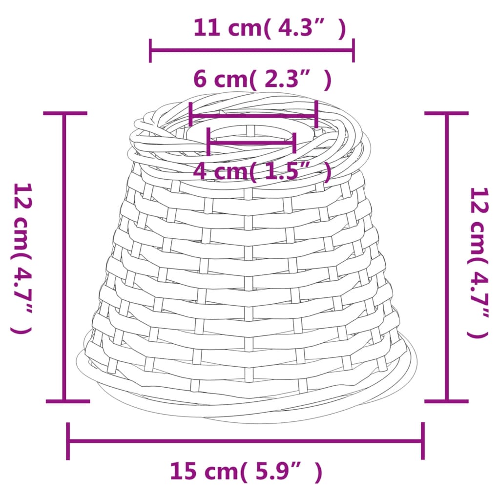 vidaXL Καπέλο Φωτιστικού Οροφής Καφέ Ø15x12 εκ. από Wicker