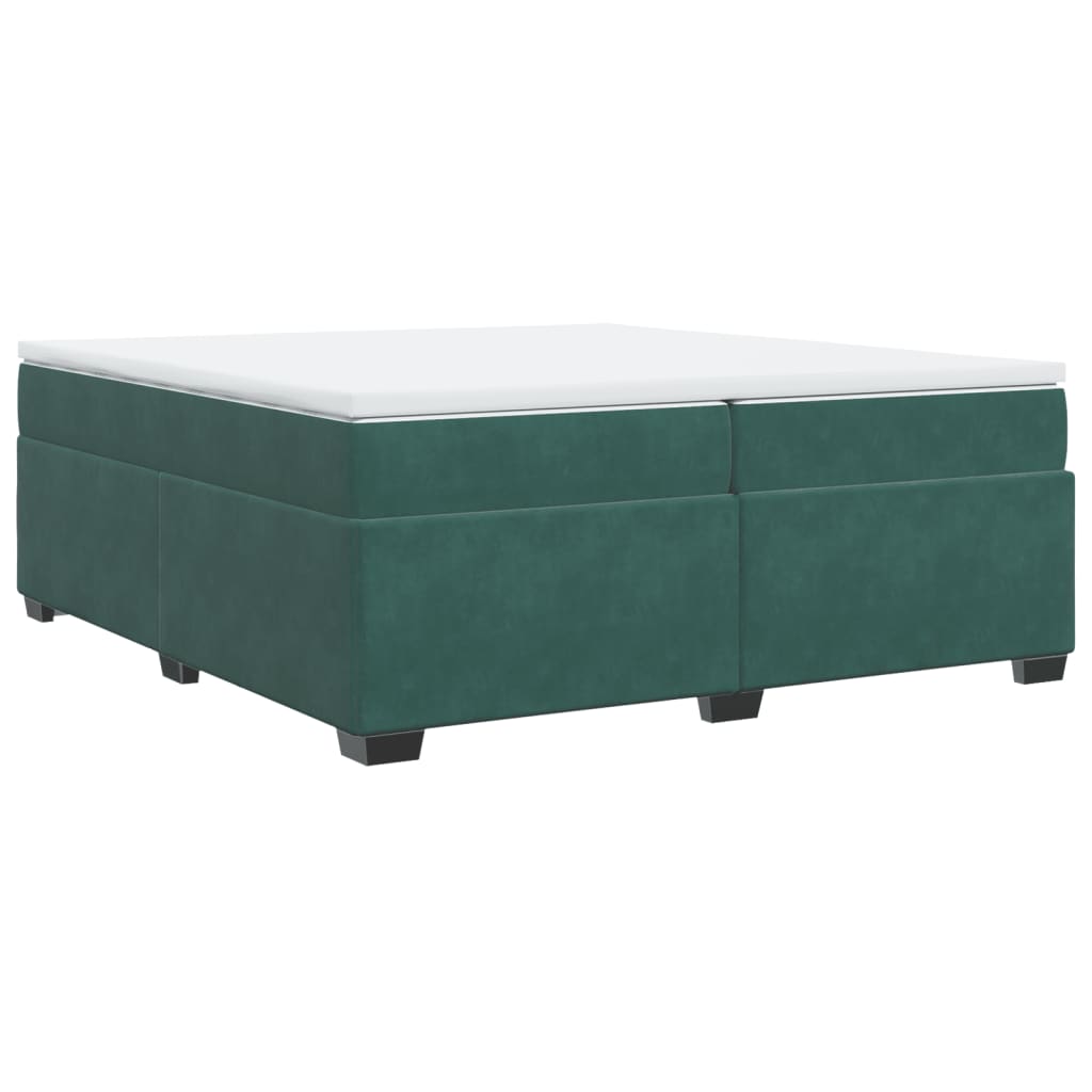 vidaXL Κρεβάτι Boxspring με Στρώμα Σκούρο Πράσινο 200x200εκ. Βελούδινο