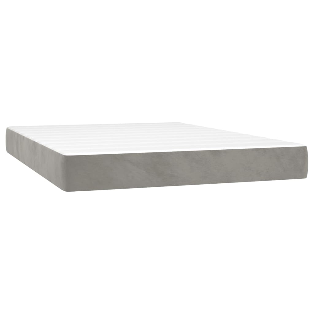 vidaXL Κρεβάτι Boxspring με Στρώμα Ανοιχτό Γκρι 140x190 εκ. Βελούδινο