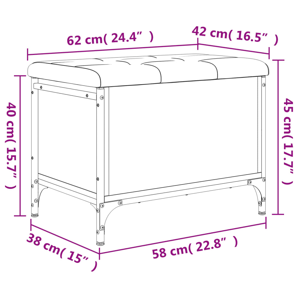 vidaXL Παγκάκι Αποθήκευσης Γκρι Sonoma 62x42x45 εκ. Επεξεργασμένο Ξύλο