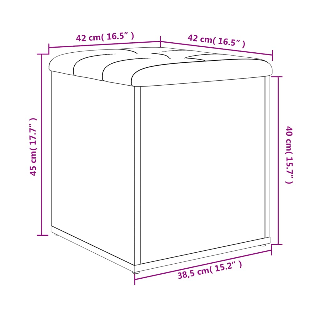 vidaXL Παγκάκι Αποθήκευσης Sonoma Δρυς 42x42x45 εκ. Επεξεργασμένο Ξύλο