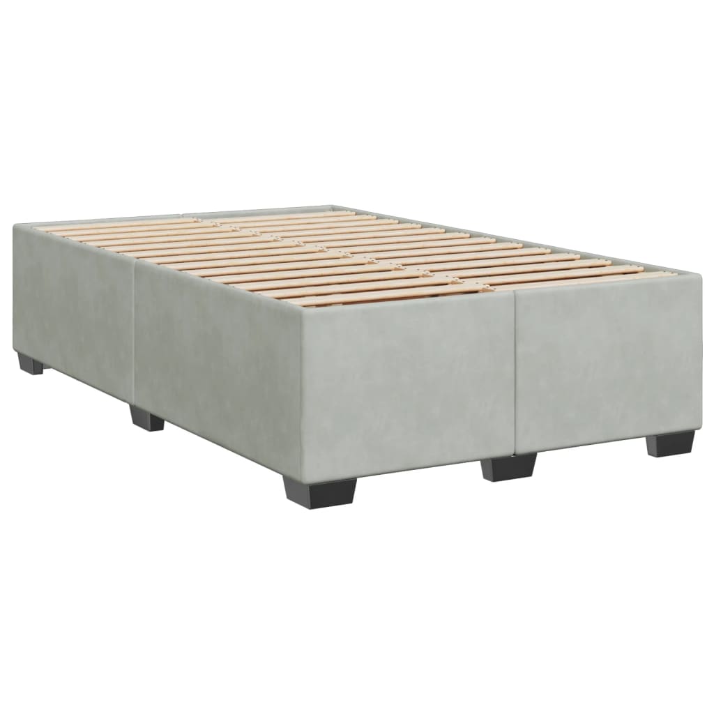 vidaXL Κρεβάτι Boxspring με Στρώμα Ανοιχτό Γκρι 120x190 εκ. Βελούδινο