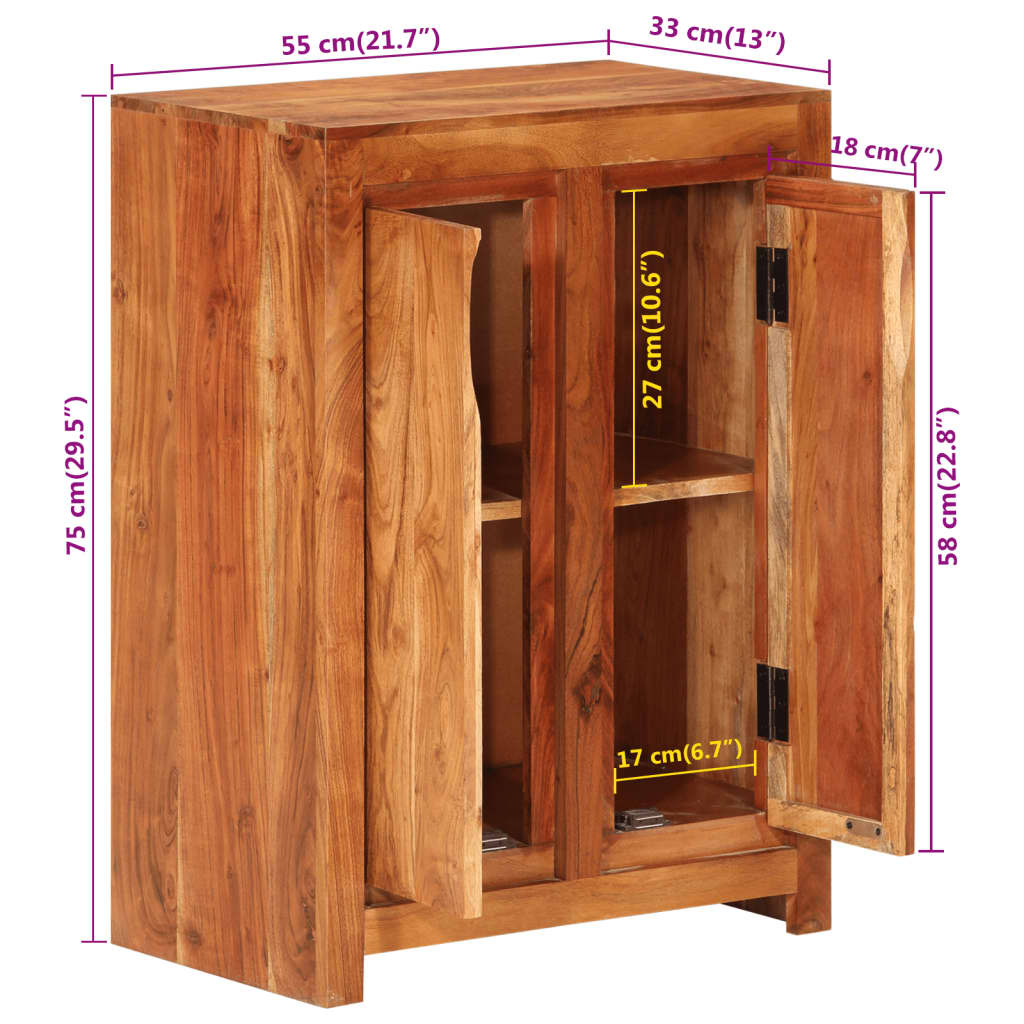 vidaXL Ντουλάπι 55 x 33 x 75 εκ. από Μασίφ Ξύλο Ακακίας