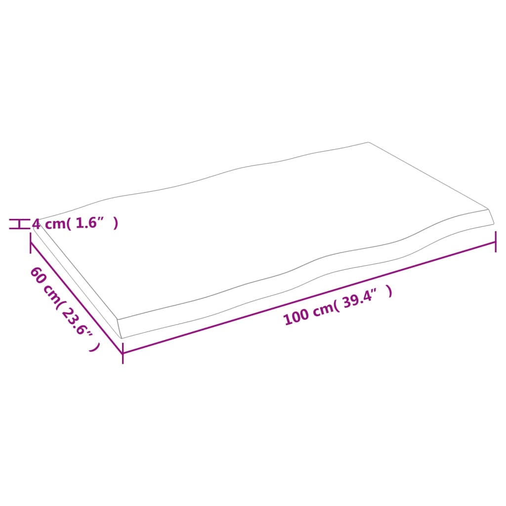 vidaXL Επιφάνεια Τραπεζιού 100x60x(2-4) εκ. Ακατέργ. Μασίφ Ξύλο Δρυός