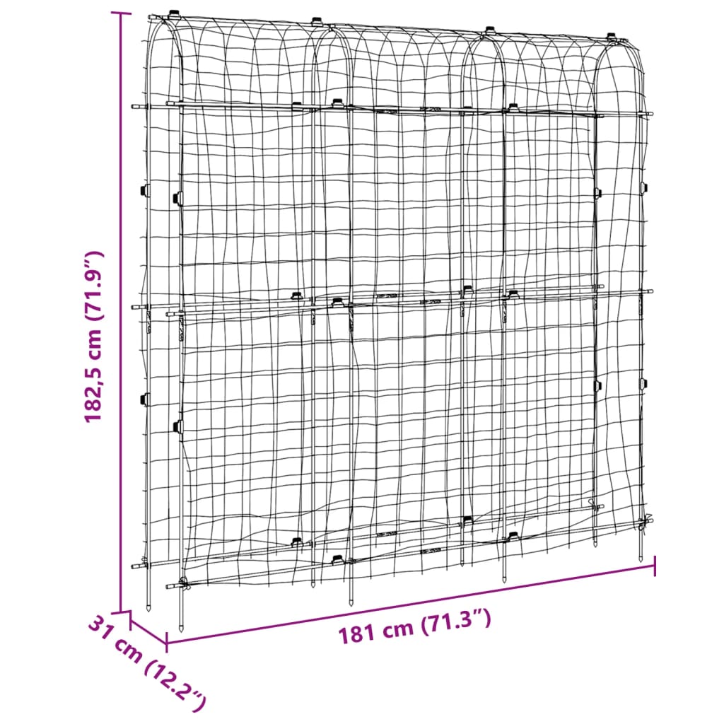 vidaXL Καφασωτό Κήπου Αναρ. Φυτά Πλαίσιο U 181x31x182,5 εκ. Ατσάλι