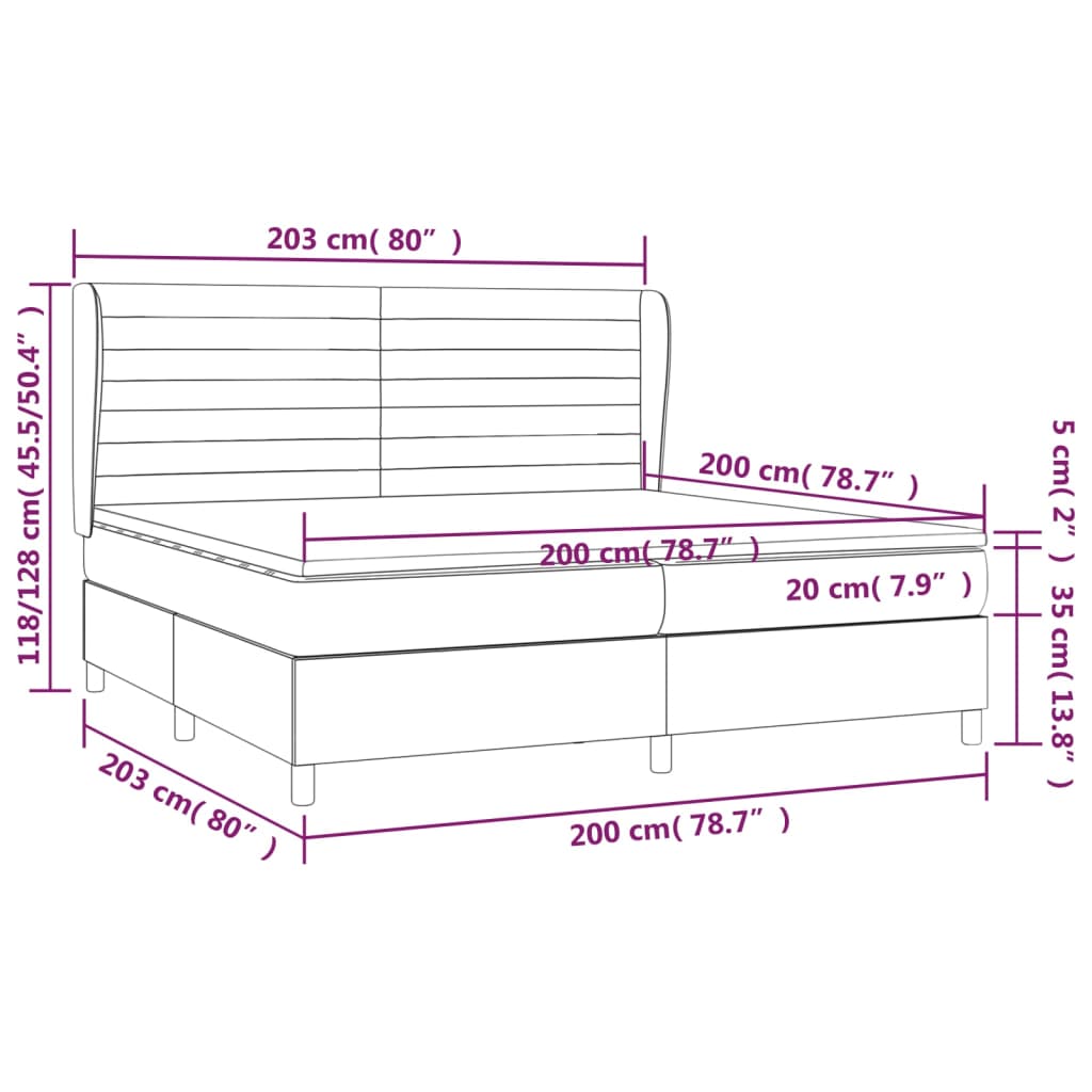 vidaXL Κρεβάτι Boxspring με Στρώμα Μπλε 200x200 εκ. Υφασμάτινο