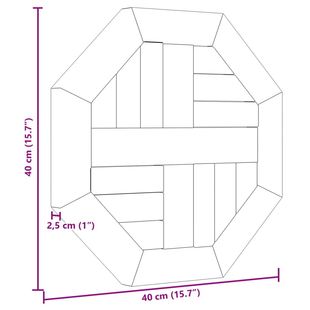 vidaXL Επιφάνεια Τραπεζιού Οκτάγωνη 40x40x2,5 εκ. Μασίφ Ξύλο Teak