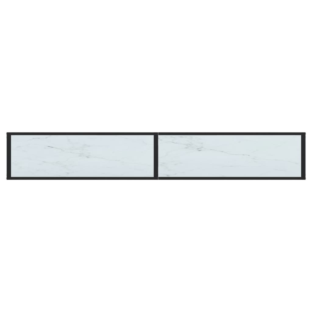 vidaXL Τραπέζι Κονσόλα Λευκό Όψη Μαρμάρου 220x35x75,5 εκ. Ψημένο Γυαλί