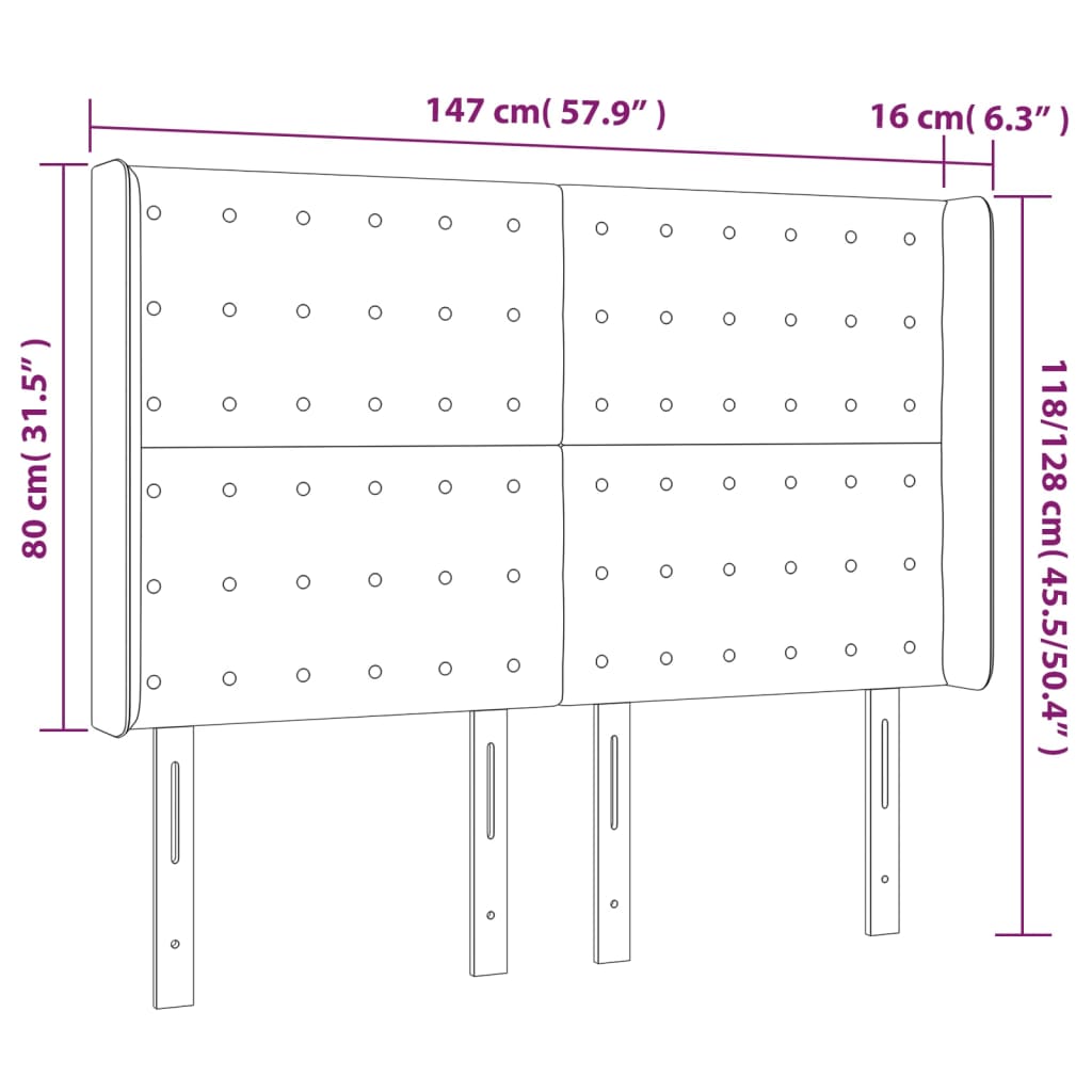 vidaXL Κεφαλάρι με Πτερύγια Λευκό 147x16x118/128 εκ. Συνθ. Δέρμα