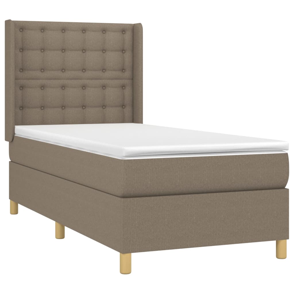 vidaXL Κρεβάτι Boxspring με Στρώμα Taupe 90x190 εκ.Υφασμάτινο