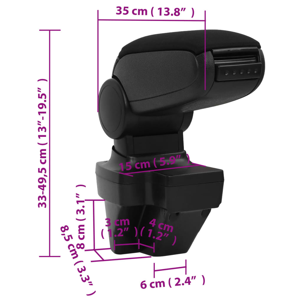 vidaXL Τεμπέλης Αυτοκινήτου Μαύρος 15 x 35 x (33-49,5) εκ. από ABS