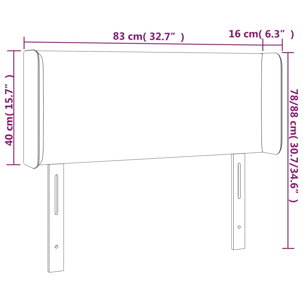 vidaXL Κεφαλάρι με Πτερύγια Μαύρο 83x16x78/88 εκ. Συνθετικό Δέρμα