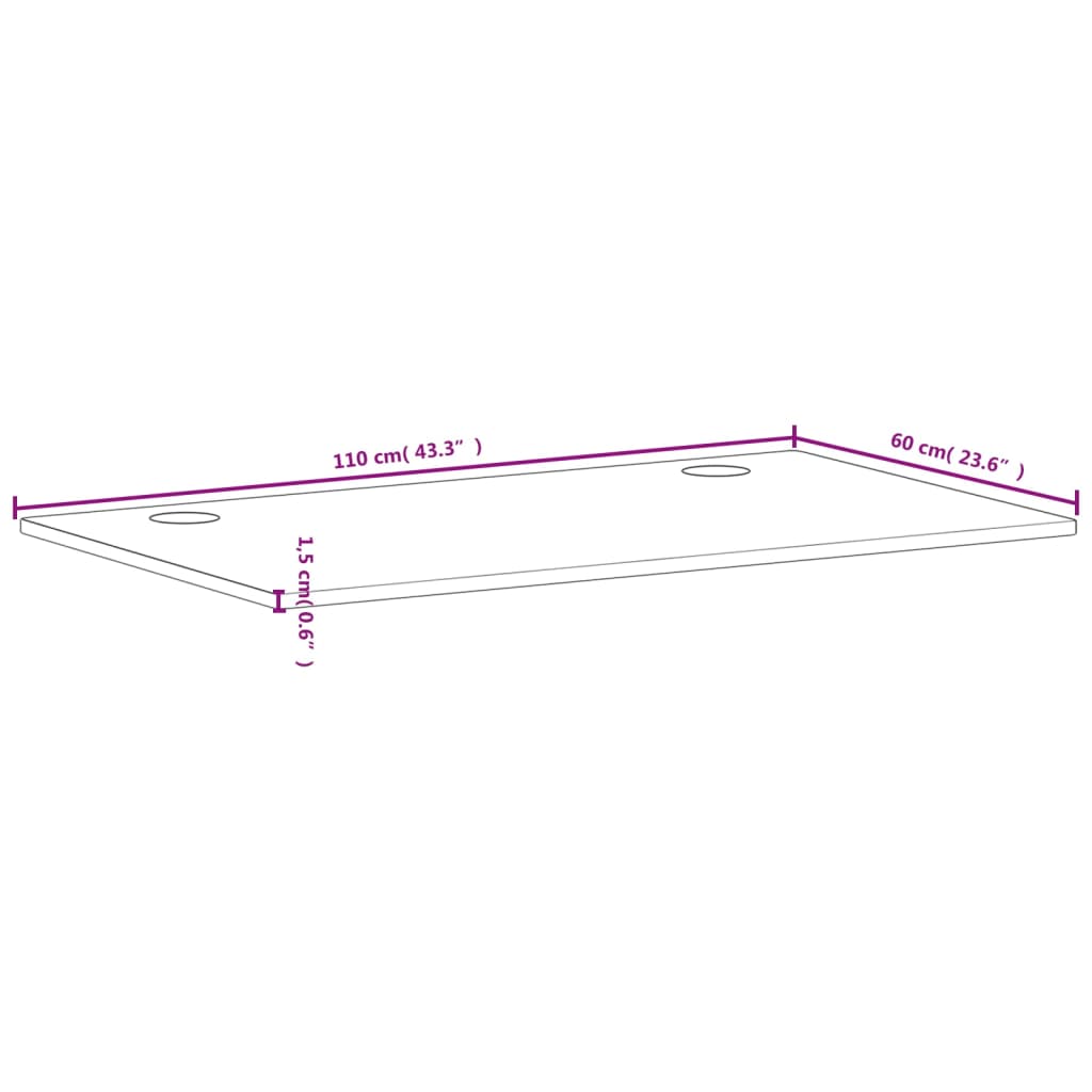 vidaXL Επιφάνεια Γραφείου 110x60x1,5 εκ. από Μασίφ Ξύλο Οξιάς