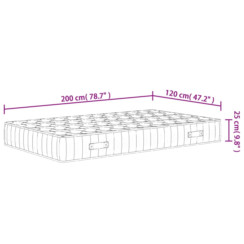 vidaXL Στρώμα με Pocket Springs Μεσαία Σκληρότητα 120x200 εκ.