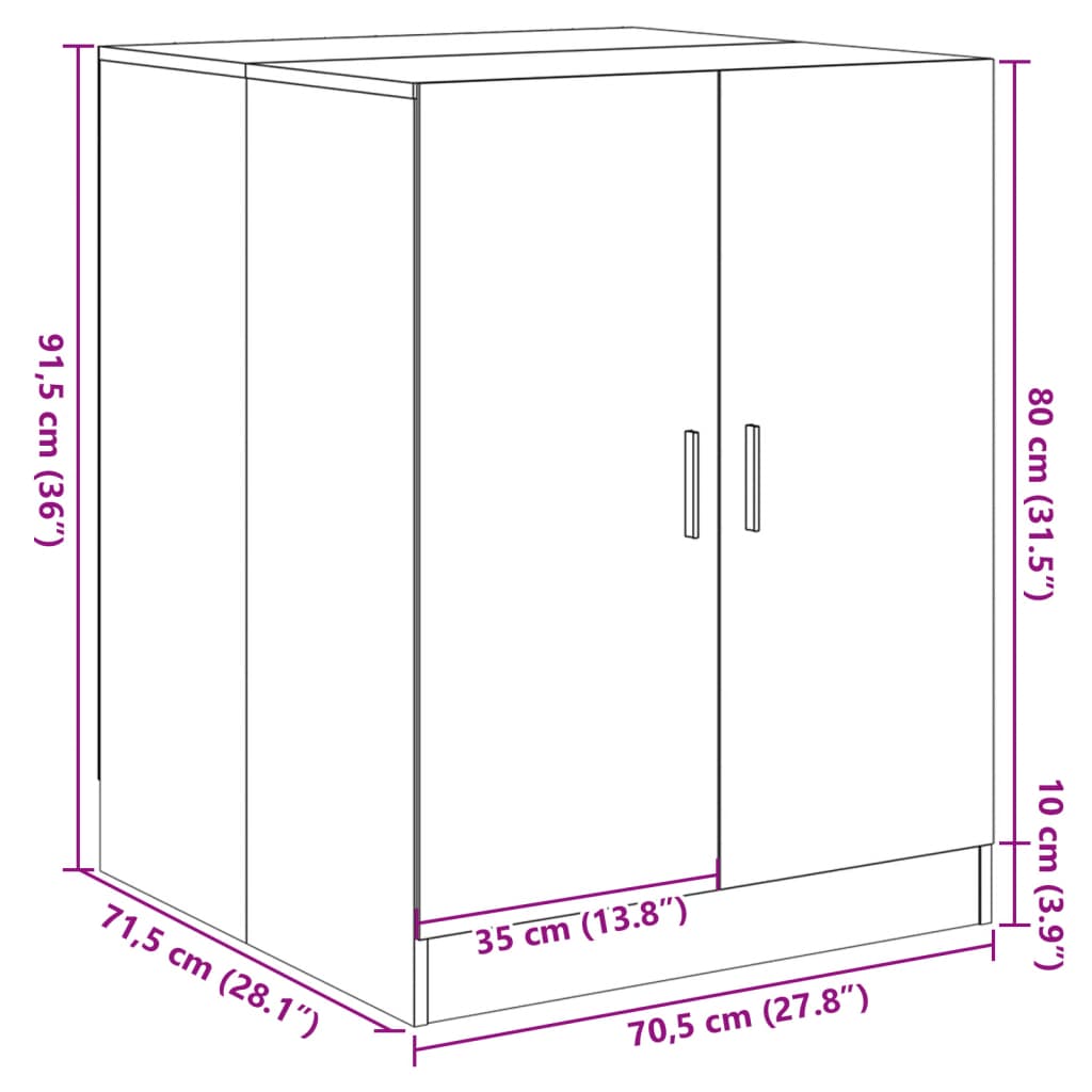 vidaXL Ντουλάπι Πλυντηρίου Sonoma Δρυς 70,5 x 71,5 x 91,5 εκ.