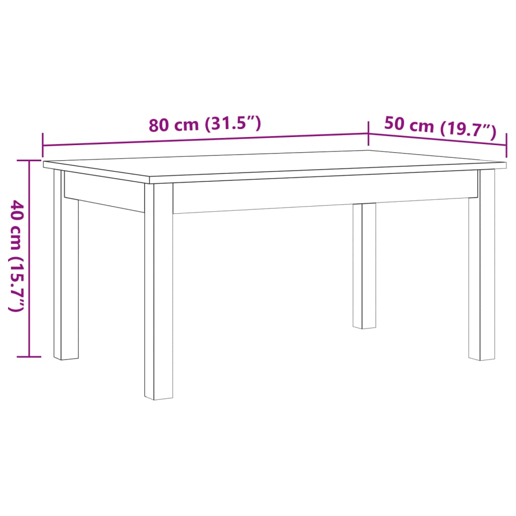 vidaXL Τραπεζάκι Σαλονιού Καφέ Κεριού 80x50x40 εκ. Μασίφ Ξύλο Πεύκου