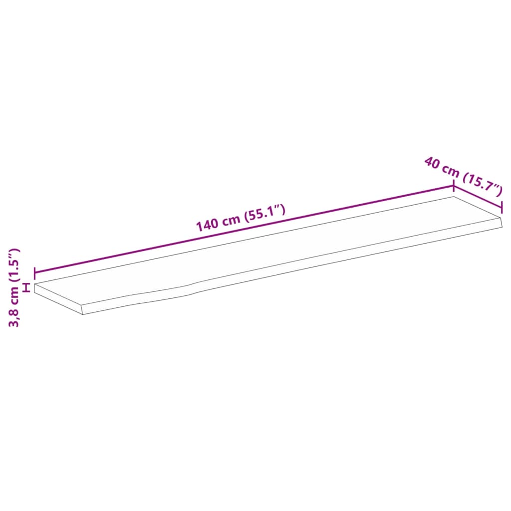 vidaXL Επιφάνεια Τραπεζιού 140x40x3,8 εκ. Live Edge Μασίφ Ξύλο Μάνγκο