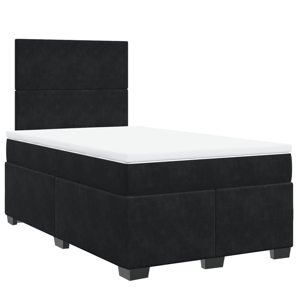 vidaXL Κρεβάτι Boxspring με Στρώμα Μαύρο 120x190 εκ. Βελούδινο