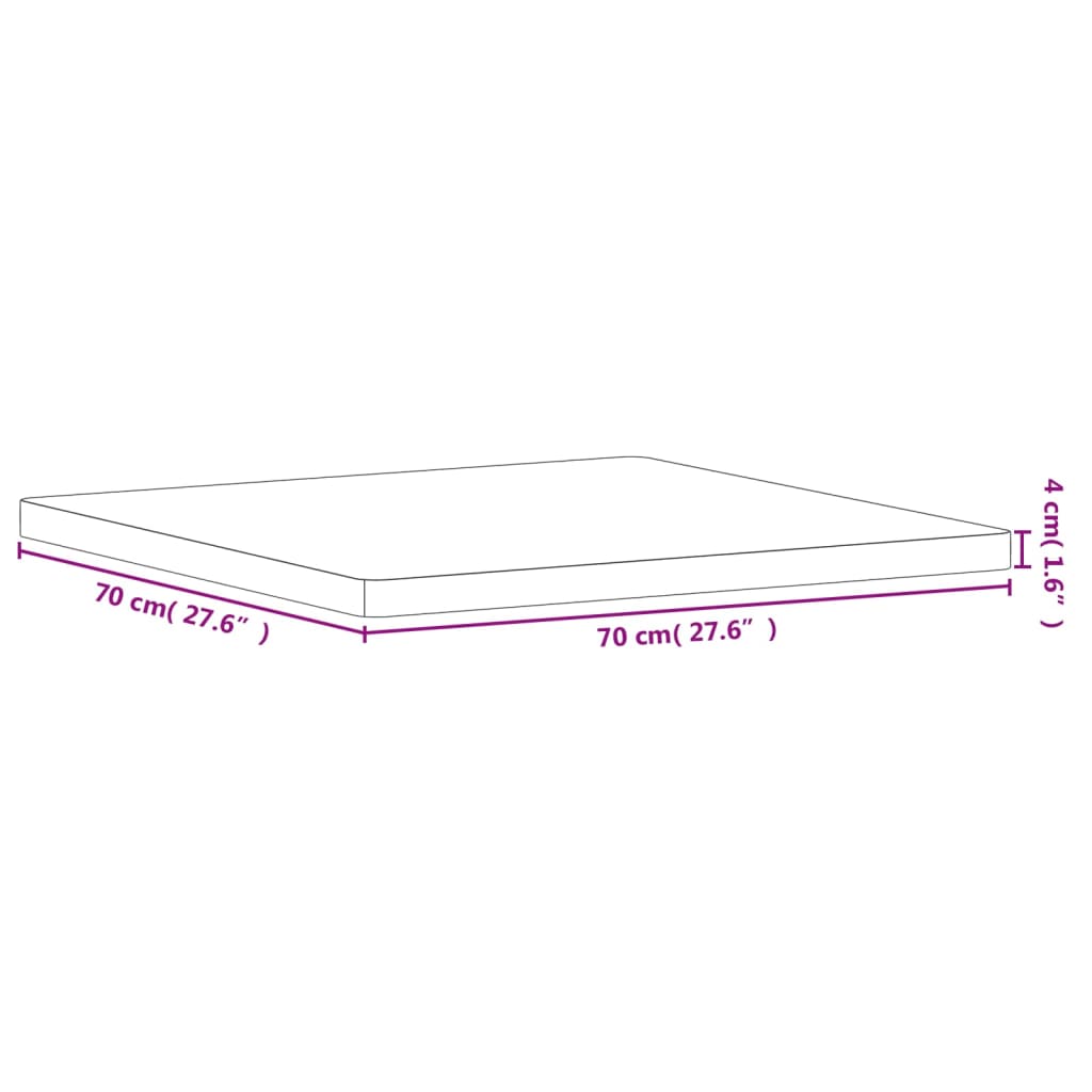 vidaXL Επιφάνεια Τραπεζιού Τετράγωνη 70x70x4 εκ. Μασίφ Ξύλο Οξιάς