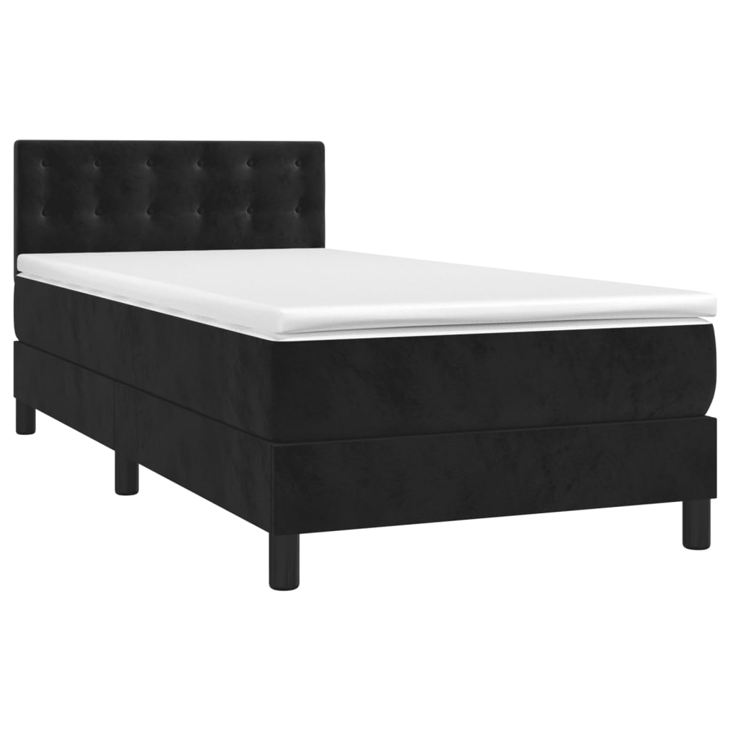 vidaXL Κρεβάτι Boxspring με Στρώμα Μαύρο 90x190 εκ. Βελούδινο