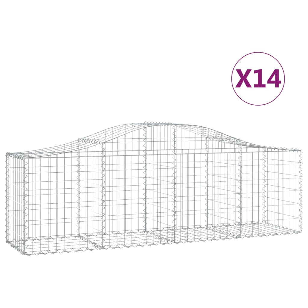 vidaXL Συρματοκιβώτια Τοξωτά 14 τεμ. 200x50x60/80 εκ. Γαλβαν. Ατσάλι