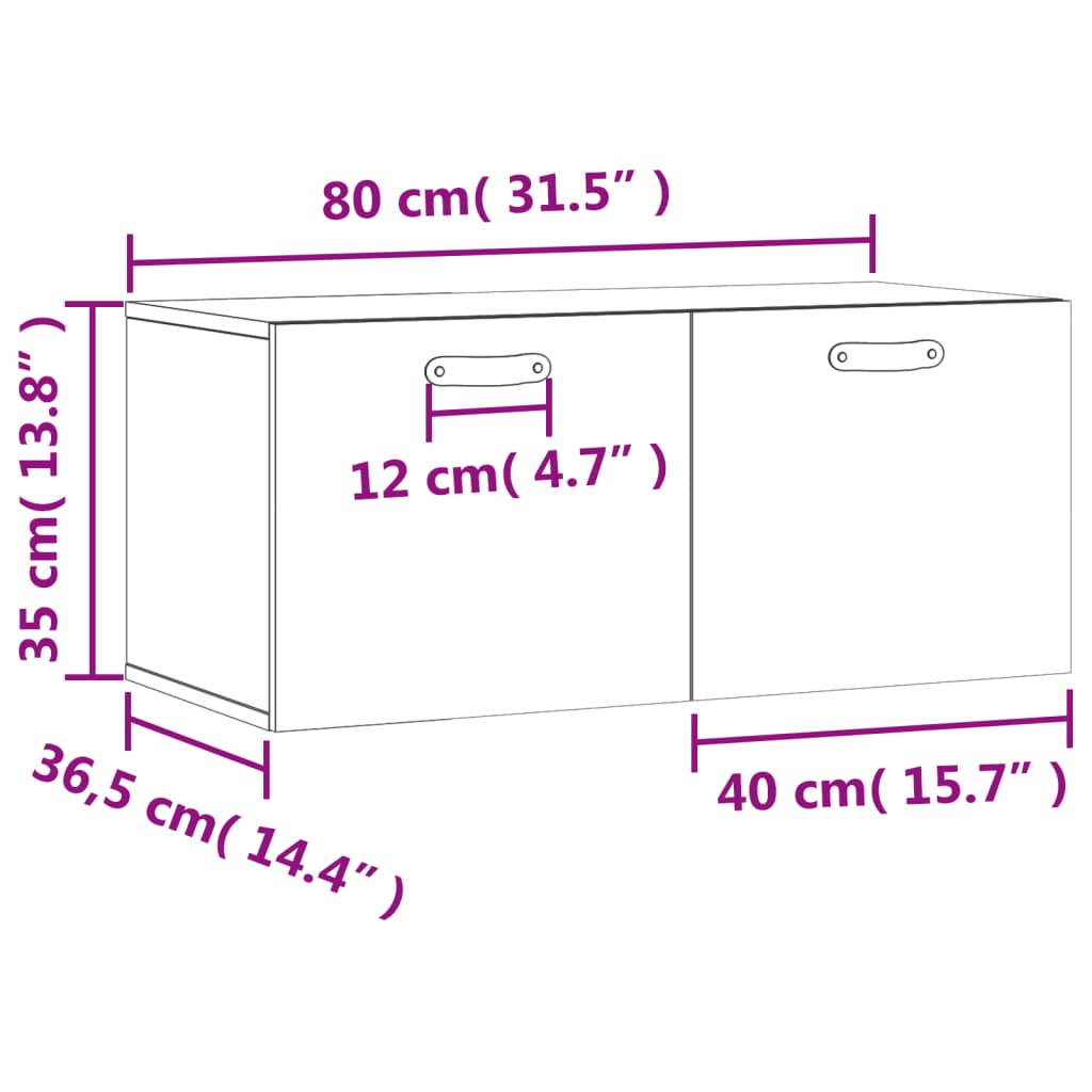 vidaXL Ντουλάπι Τοίχου Sonoma Δρυς 80x36,5x35 εκ. Επεξεργασμένο Ξύλο