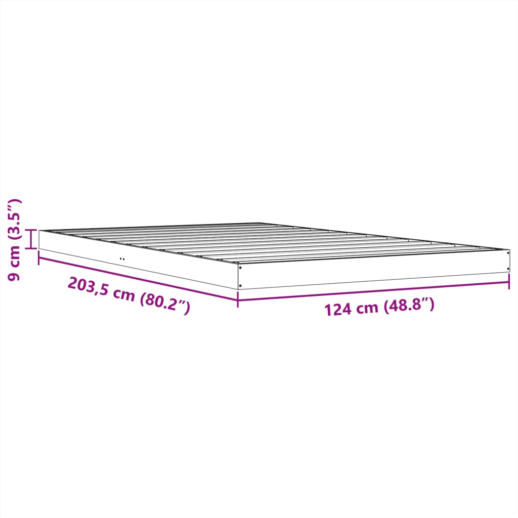 vidaXL Πλαίσιο Κρεβατιού Καφέ Κεριού 120x200εκ από Μασίφ Ξύλο Πεύκου