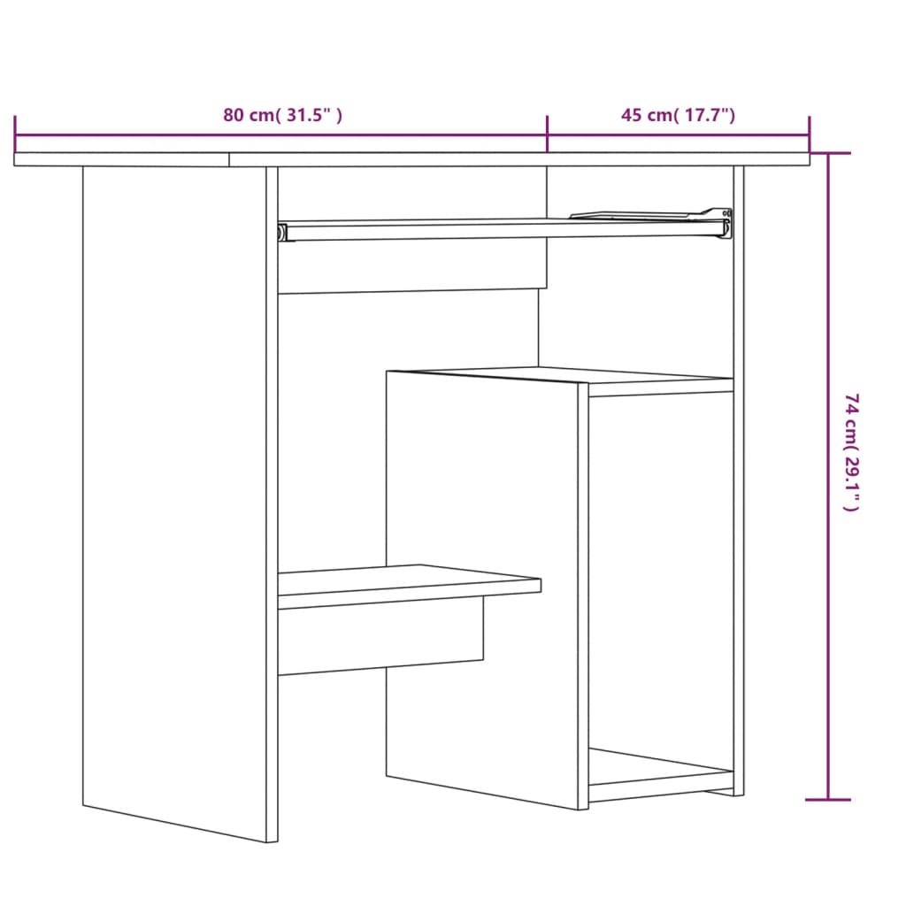 vidaXL Γραφείο Καπνιστή Δρυς 80x45x74 εκ. από Επεξεργασμένο Ξύλο