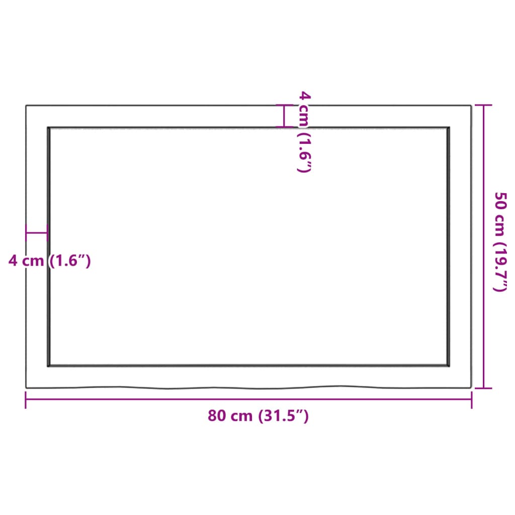 vidaXL Επιφάνεια Τραπεζιού 80x50x(2-6) εκ Ακατέργαστο Μασίφ Ξύλο Δρυός