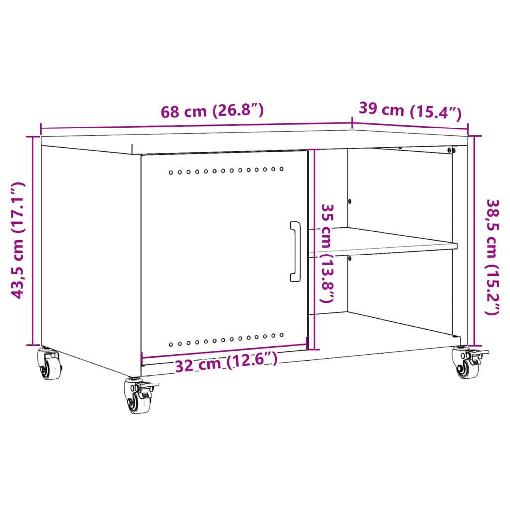 vidaXL Έπιπλο Τηλεόρασης Λαδί 68 x 39 x 43,5 εκ. Χάλυβας Ψυχρής Έλασης