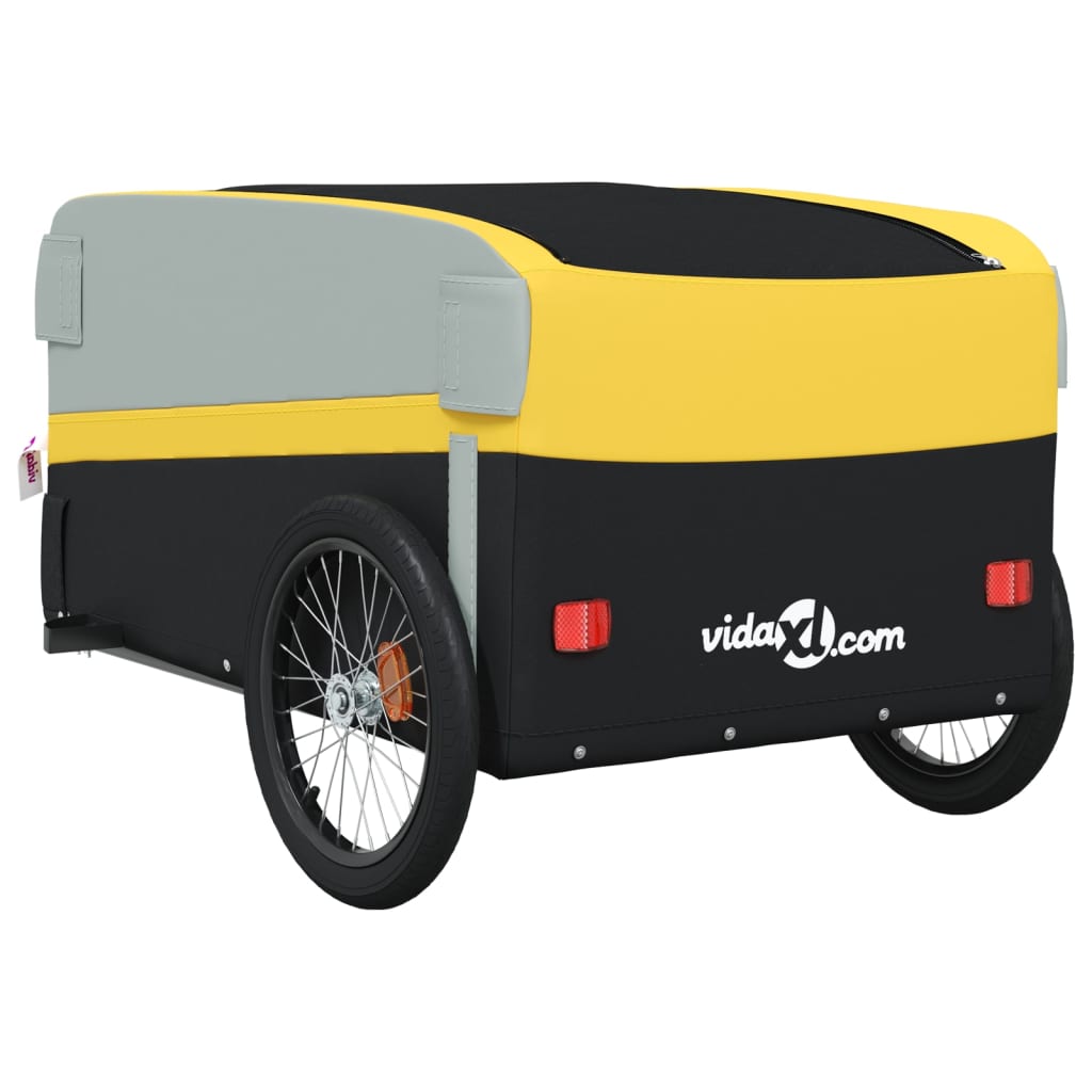 vidaXL Τρέιλερ Ποδηλάτου Μαύρο και Κίτρινο 45 Κιλά από Σίδερο