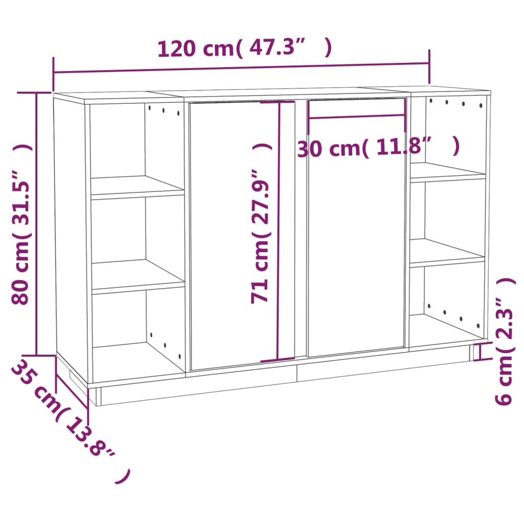 vidaXL Ντουλάπι Καφέ Μελί 120x35x80 εκ. από Μασίφ Ξύλο Πεύκου