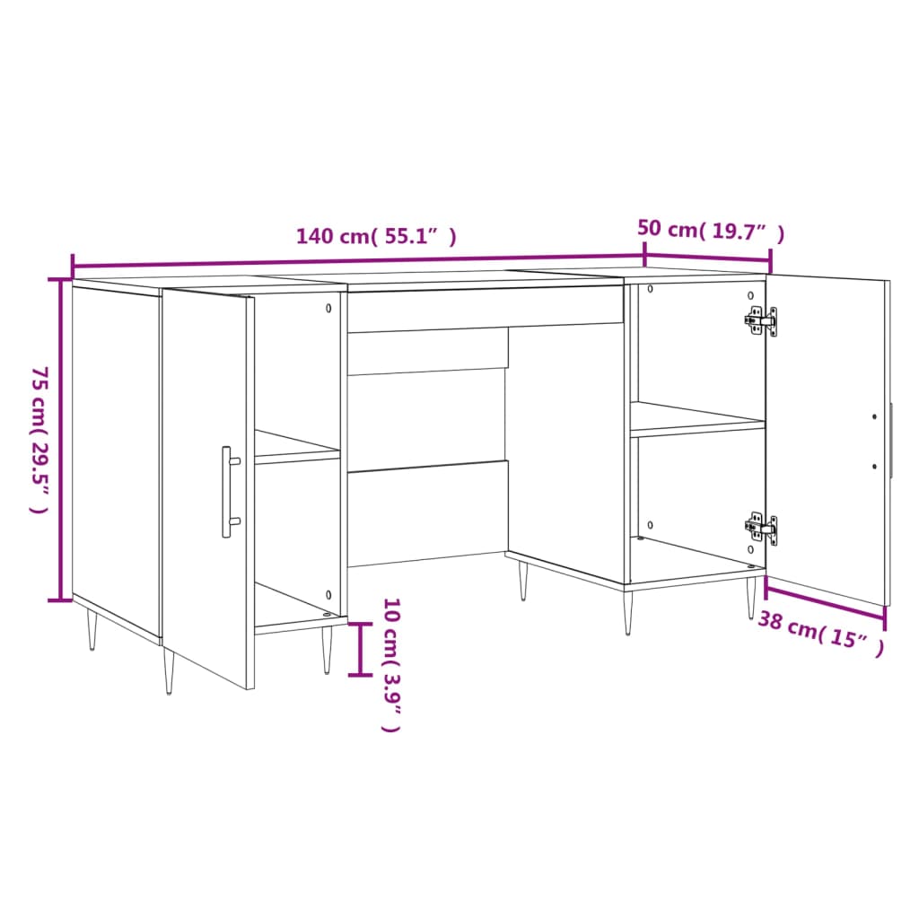 vidaXL Γραφείο Λευκό 140 x 50 x 75 εκ. από Επεξεργασμένο Ξύλο