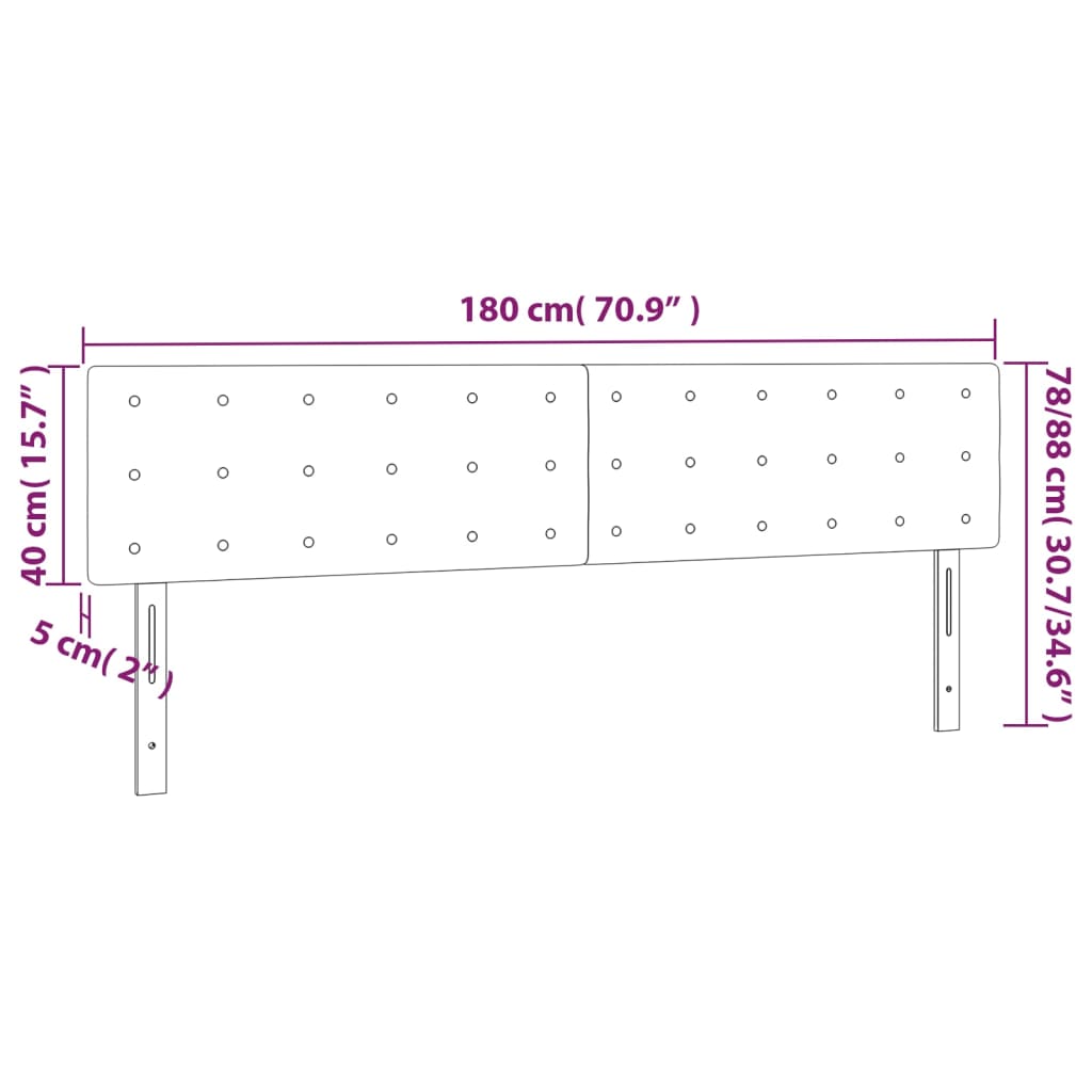 vidaXL Κεφαλάρι Κρεβατιού LED Μαύρο 180x5x78/88 εκ. Υφασμάτινο