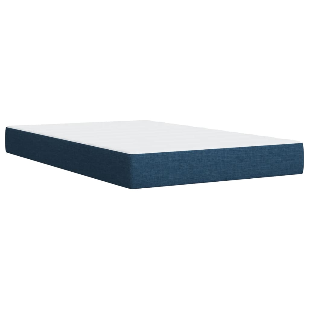 vidaXL Κρεβάτι Boxspring με Στρώμα Μπλε 120x200 εκ. Υφασμάτινο