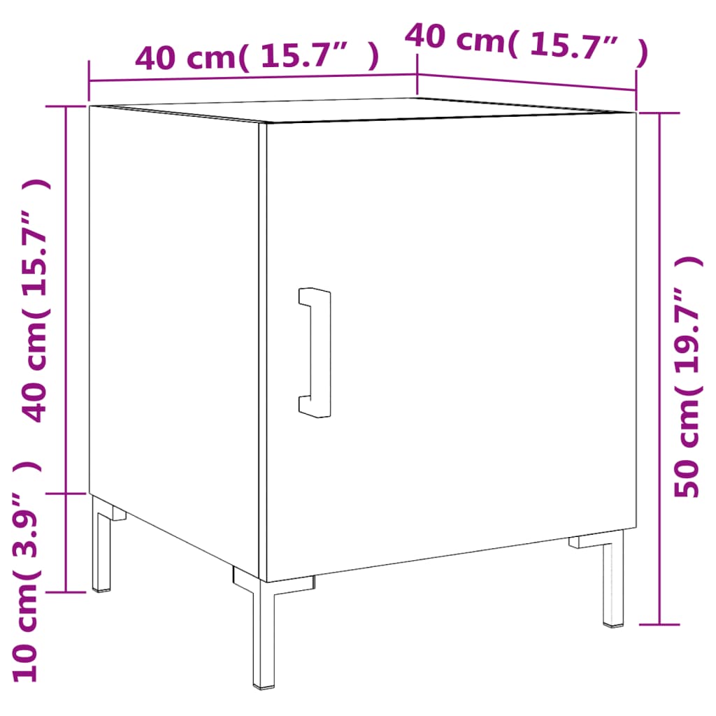 vidaXL Κομοδίνα 2 τεμ. Μαύρα 40 x 40 x 50 εκ. από Επεξεργασμένο Ξύλο