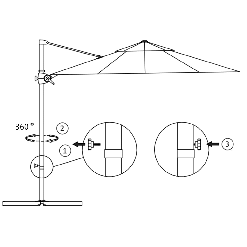 vidaXL Ομπρέλα Κρεμαστή Πρόβολος Ανθρακί 250x250εκ με Ιστό Ατσάλι