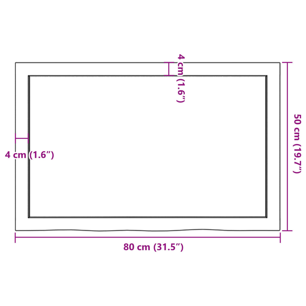 vidaXL Πάγκος Μπάνιου Αν. Καφέ 80x50x(2-6) εκ. Επεξεργ. Μασίφ Ξύλο